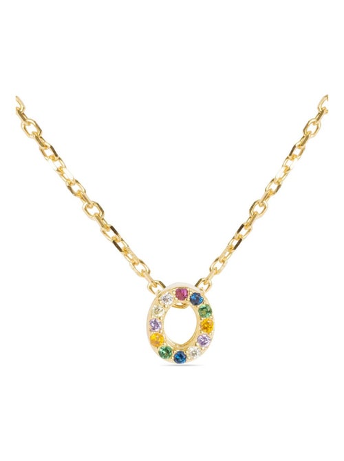 Collier Luxenter en argent 925 avec zircons multicolores finis et plaqué or 18k - Alphabet - Kiabi