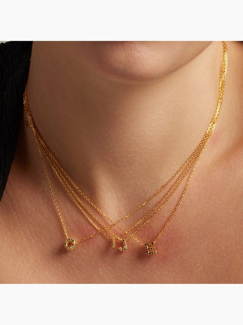 Collier Luxenter en argent 925 avec zircons multicolores finis et plaqué or 18k - Alphabet - Kiabi
