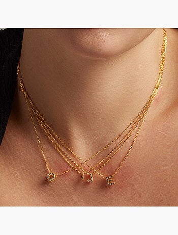 Collier Luxenter en argent 925 avec zircons multicolores finis et plaqué or 18k - Alphabet
