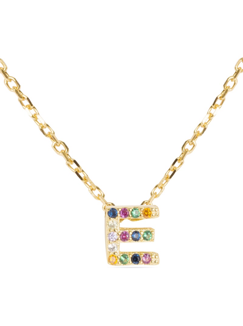 Collier Luxenter en argent 925 avec zircons multicolores finis et plaqué or 18k - Alphabet Multicolore - Kiabi