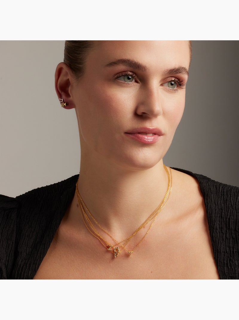 Collier Luxenter en argent 925 avec zircons multicolores finis et plaqué or 18k - Alphabet Multicolore - Kiabi