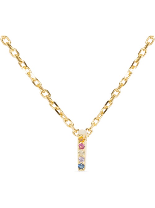 Collier Luxenter en argent 925 avec zircons multicolores finis et plaqué or 18k - Alphabet - Kiabi