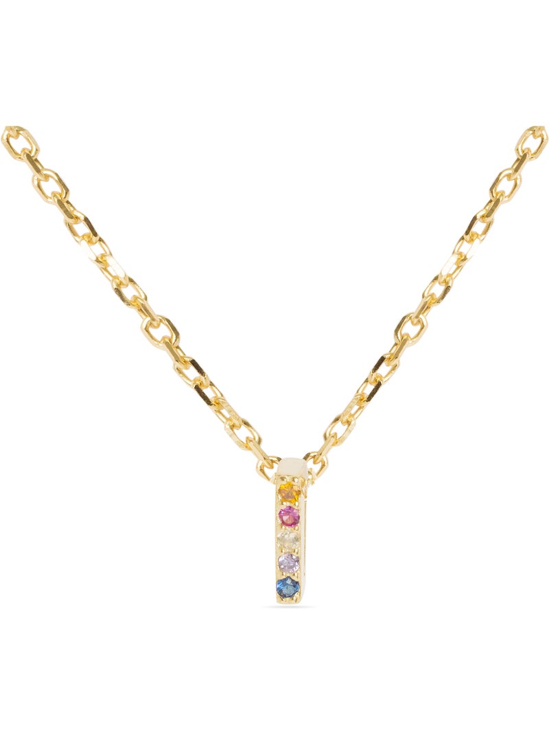 Collier Luxenter en argent 925 avec zircons multicolores finis et plaqué or 18k - Alphabet Multicolore - Kiabi