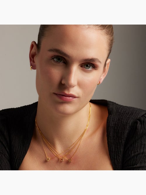 Collier Luxenter en argent 925 avec zircons multicolores finis et plaqué or 18k - Alphabet - Kiabi