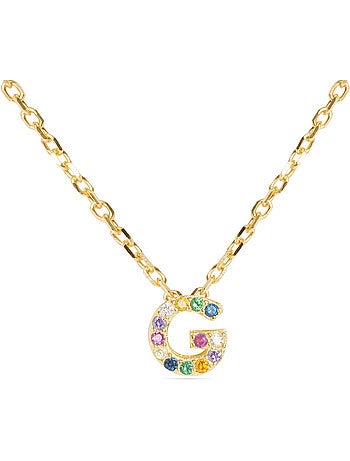Collier Luxenter en argent 925 avec zircons multicolores finis et plaqué or 18k - Alphabet