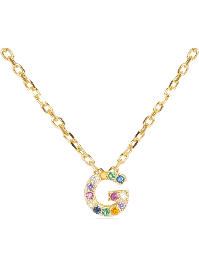 Collier Luxenter en argent 925 avec zircons multicolores finis et plaqué or 18k - Alphabet Multicolore - Kiabi