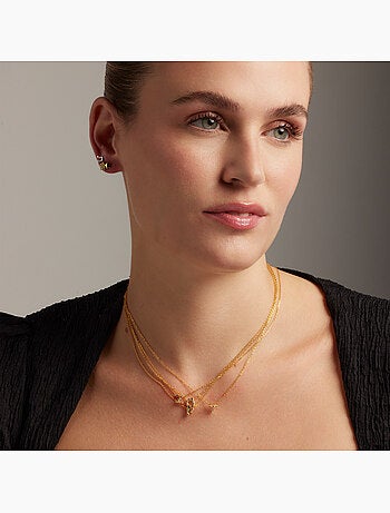 Collier Luxenter en argent 925 avec zircons multicolores finis et plaqué or 18k - Alphabet