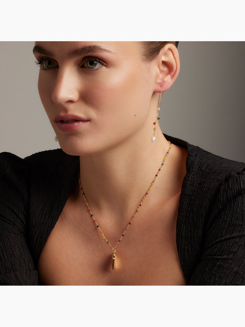 Collier Luxenter en argent 925 avec zircons multicolores finis et plaqué or 18k - Hamka Multicolore - Kiabi