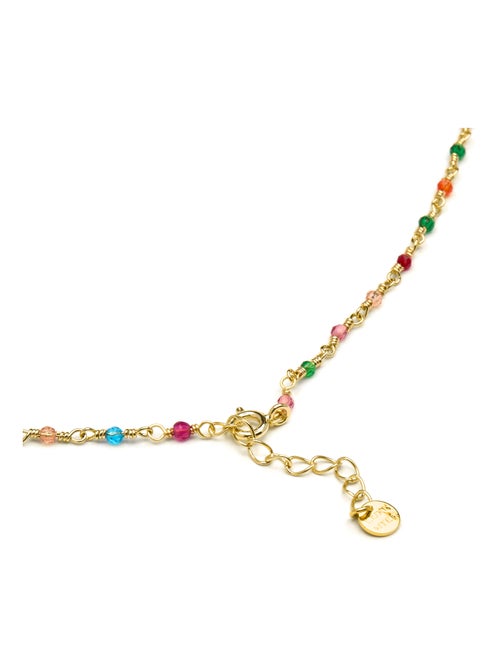 Collier Luxenter en argent 925 avec zircons multicolores finis et plaqué or 18k - Hamka - Kiabi