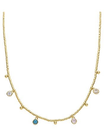 Collier Luxenter en argent 925 avec zircons multicolores finis et plaqué or 18k - Mali