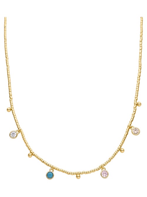 Collier Luxenter en argent 925 avec zircons multicolores finis et plaqué or 18k - Mali - Kiabi