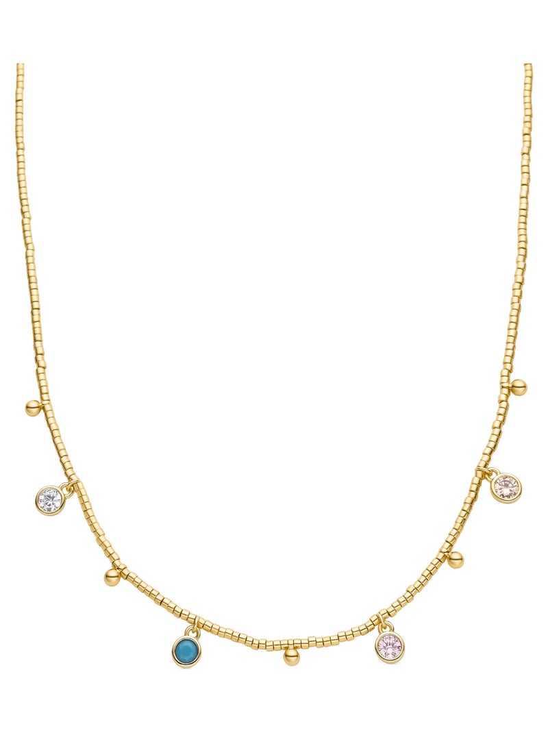 Collier Luxenter en argent 925 avec zircons multicolores finis et plaqué or 18k - Mali Multicolore - Kiabi