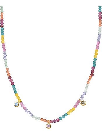 Collier Luxenter en argent 925 avec zircons multicolores finis et plaqué or 18k - Ruane
