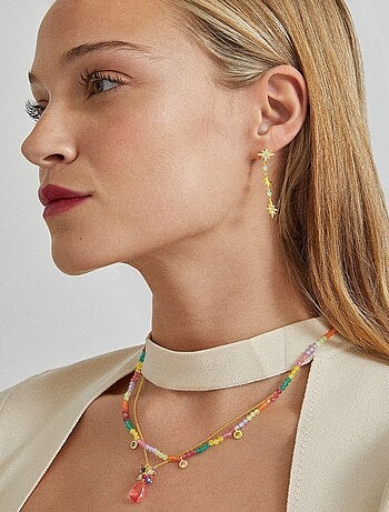 Collier Luxenter en argent 925 avec zircons multicolores finis et plaqué or 18k - Ruane