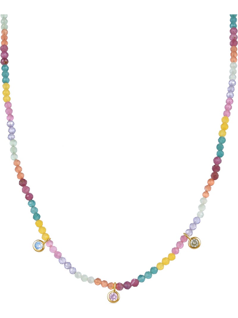 Collier Luxenter en argent 925 avec zircons multicolores finis et plaqué or 18k - Ruane Multicolore - Kiabi