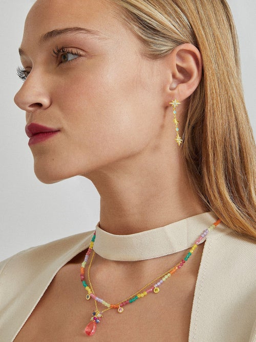 Collier Luxenter en argent 925 avec zircons multicolores finis et plaqué or 18k - Ruane - Kiabi
