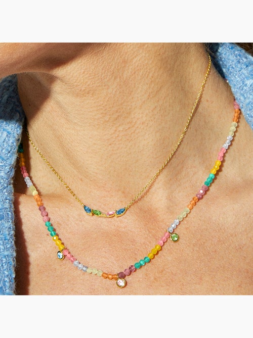 Collier Luxenter en argent 925 avec zircons multicolores finis et plaqué or 18k - Ruane - Kiabi