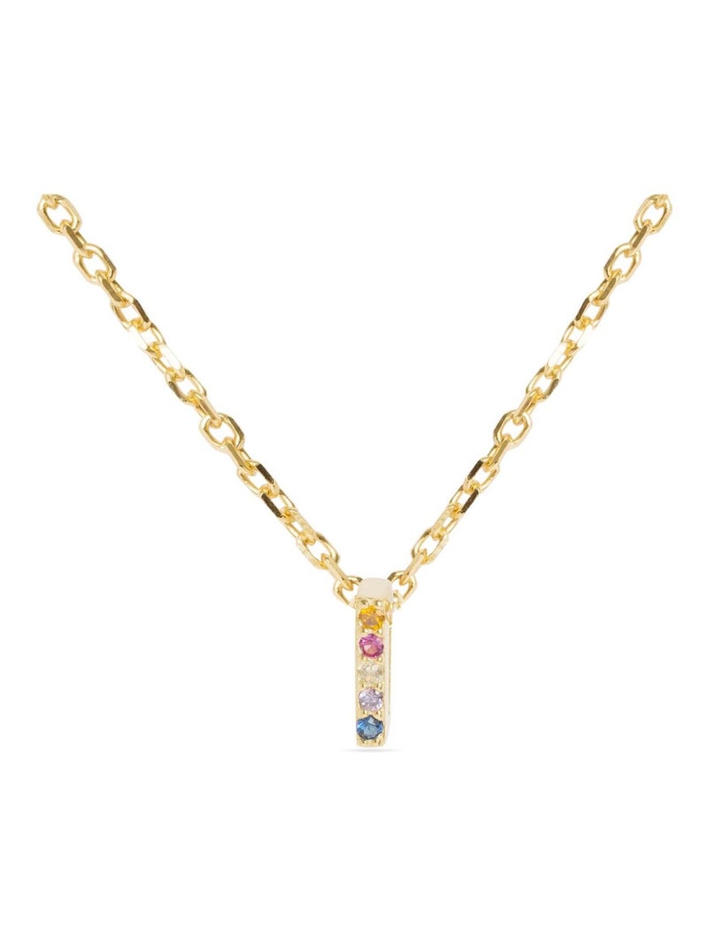 Collier Luxenter en argent 925 avec zircons multicolores finis plaqué or jaune 18K - Alphabet Multicolore - Kiabi