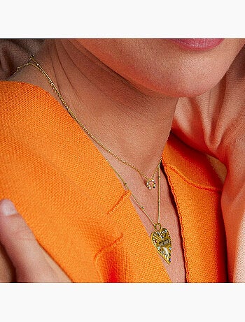 Collier Luxenter en argent 925 avec zircons plaqué or jaune 18 carats - Bamed