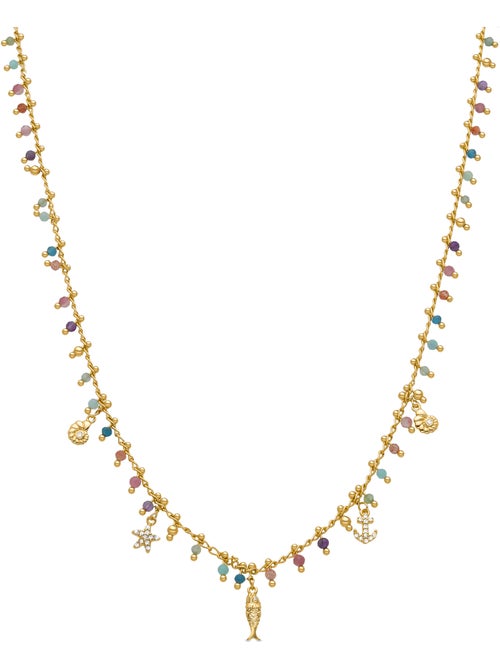 Collier Luxenter en argent 925 et cristal multicolore fini et plaqué or 18k - Ancre - Kiabi