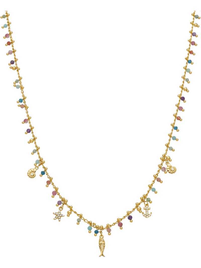 Collier Luxenter en argent 925 et cristal multicolore fini et plaqué or 18k - Ancre Multicolore - Kiabi