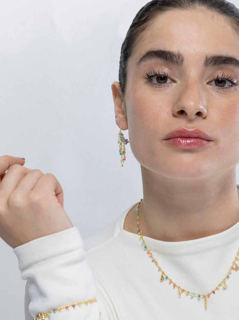 Collier Luxenter en argent 925 et cristal multicolore fini et plaqué or 18k - Ancre Multicolore - Kiabi