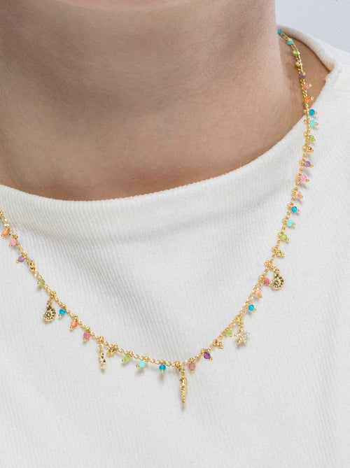 Collier Luxenter en argent 925 et cristal multicolore fini et plaqué or 18k - Ancre - Kiabi