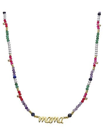 Collier Luxenter en argent 925 et cristal multicolore fini et plaqué or 18k - Mama