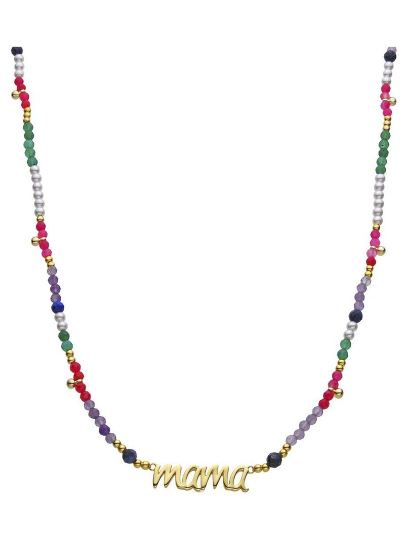 Collier Luxenter en argent 925 et cristal multicolore fini et plaqué or 18k - Mama Multicolore - Kiabi