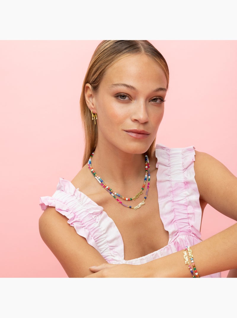 Collier Luxenter en argent 925 et cristal multicolore fini et plaqué or 18k - Mama Multicolore - Kiabi