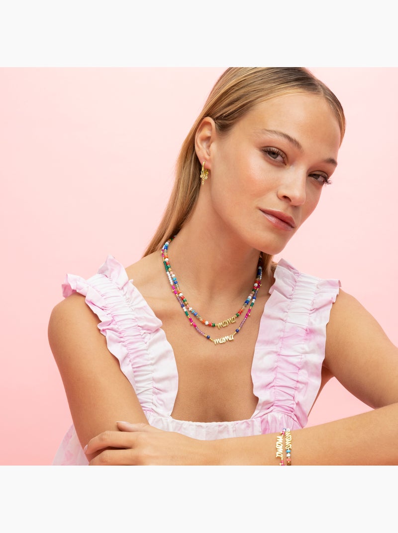 Collier Luxenter en argent 925 et cristal multicolore fini et plaqué or 18k - Mama Multicolore - Kiabi