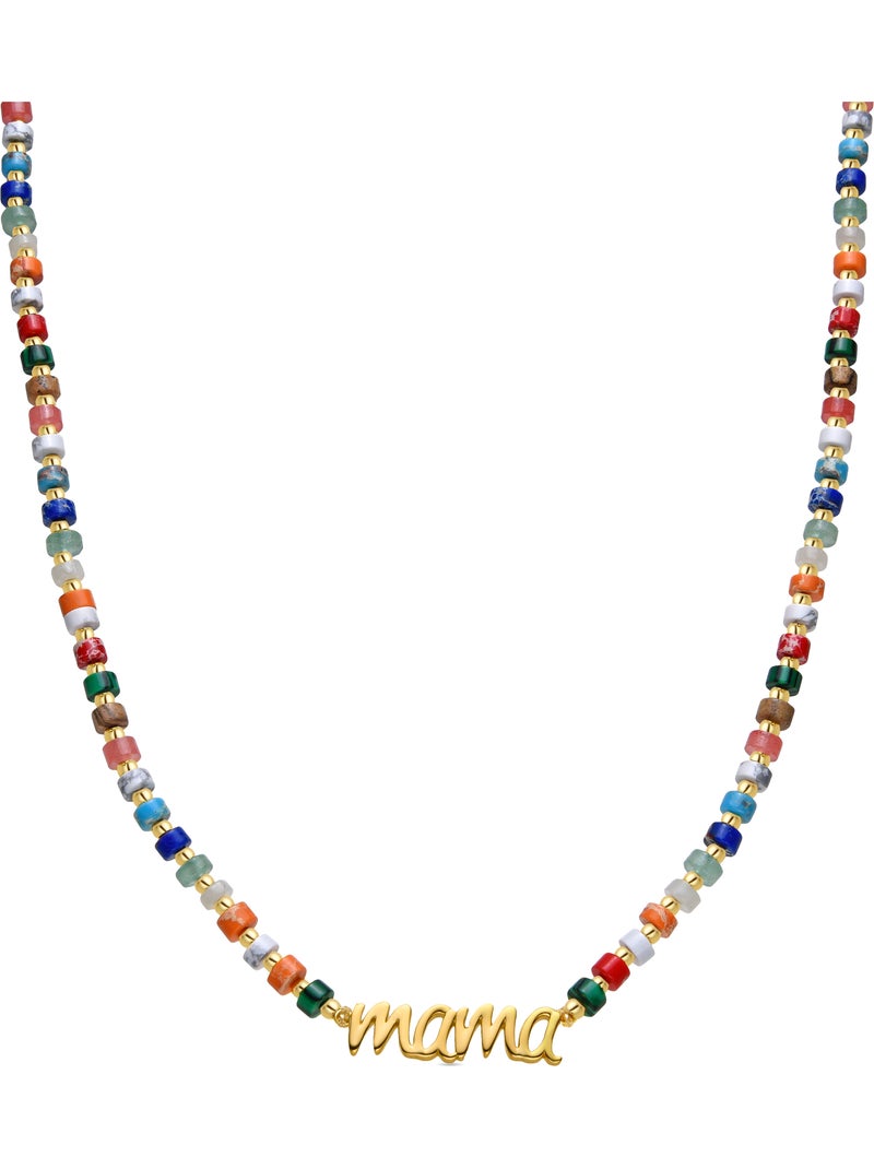 Collier Luxenter en argent 925 et cristal multicolore fini et plaqué or 18k - Mama Multicolore - Kiabi