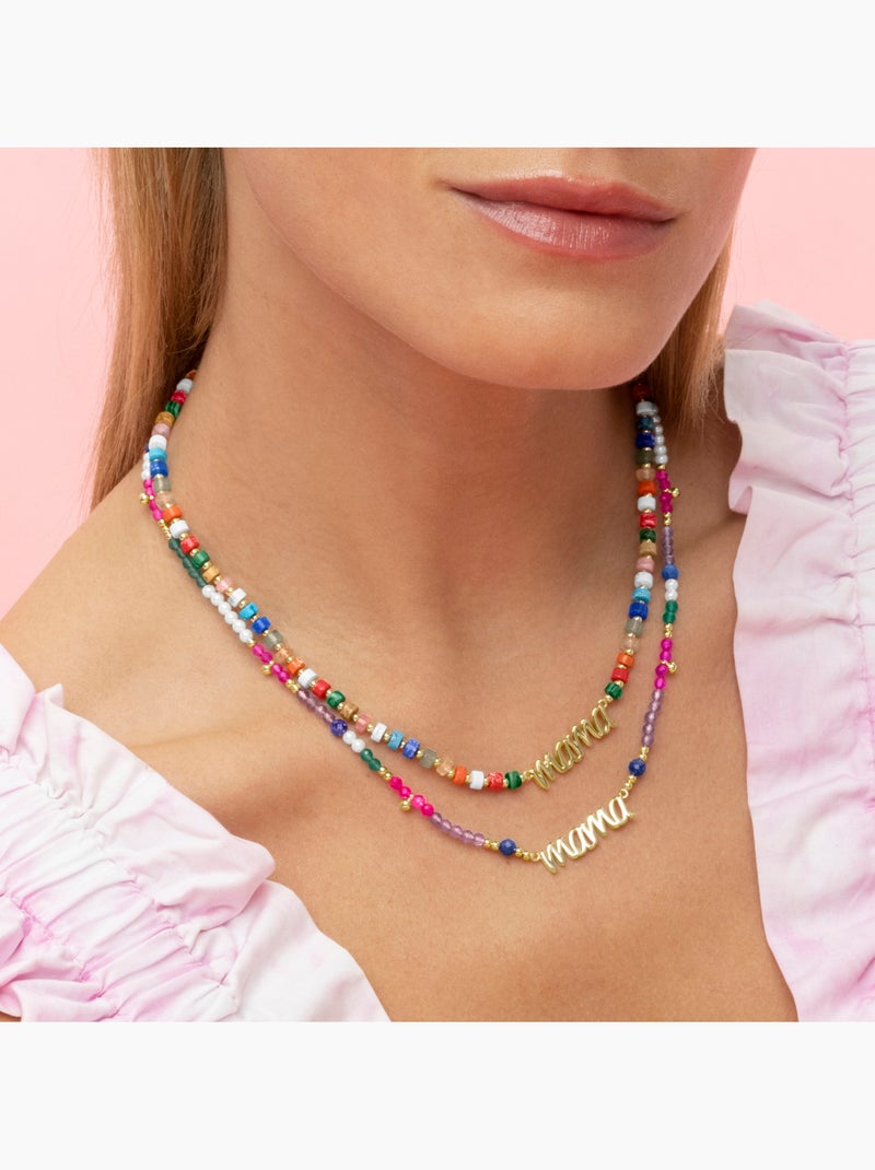 Collier Luxenter en argent 925 et cristal multicolore fini et plaqué or 18k - Mama Multicolore - Kiabi