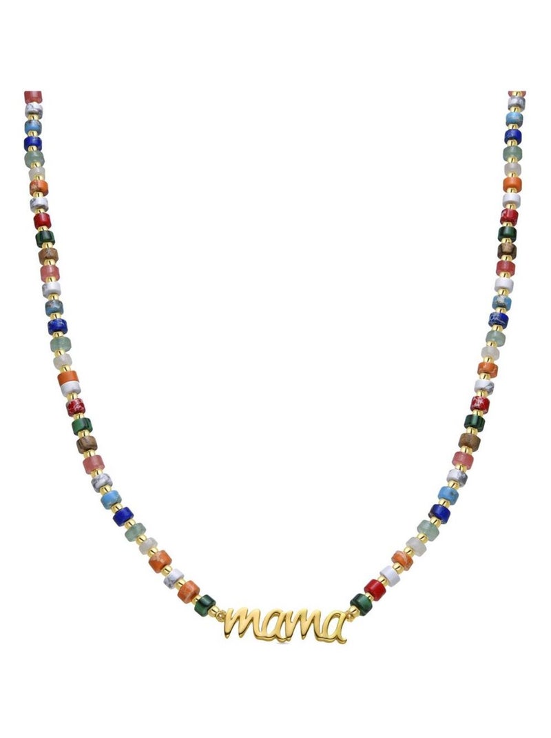 Collier Luxenter en argent 925 et cristal multicolore fini plaqué or jaune 18k - Mama Multicolore - Kiabi