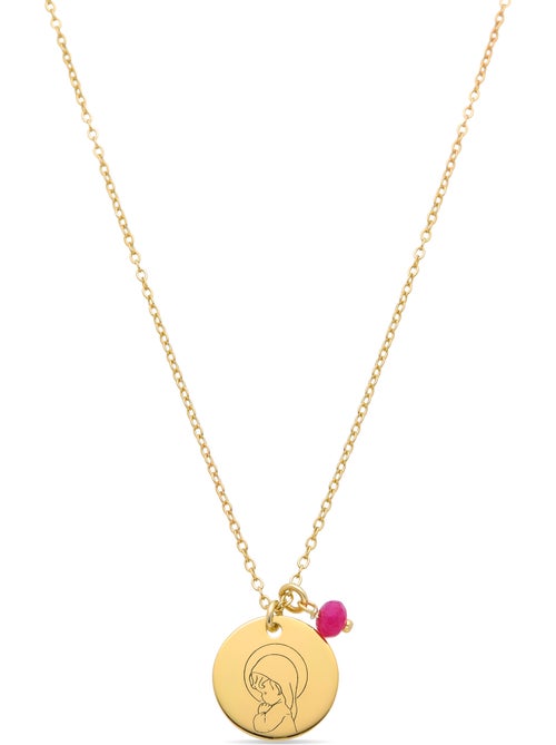 Collier Luxenter en argent 925 et cristal rose fini et plaqué or 18k - Fille - Kiabi