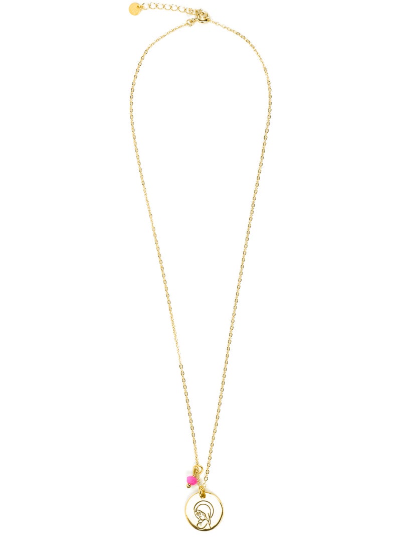 Collier Luxenter en argent 925 et cristal rose fini et plaqué or 18k - Fille Rose - Kiabi