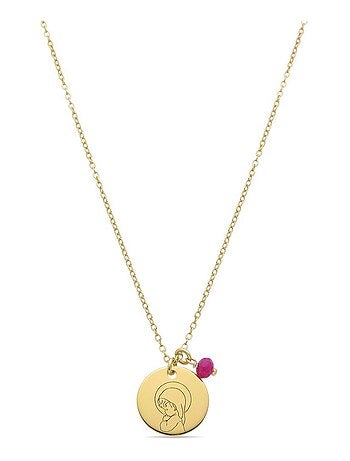 Collier Luxenter en argent 925 et cristal rose fini plaqué or jaune 18k - Fille