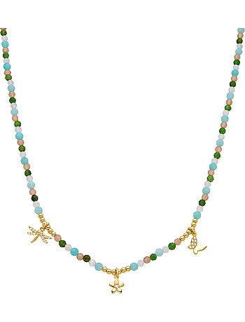 Collier Luxenter en argent 925 et cristal vert plaqué or jaune 18k - Lok