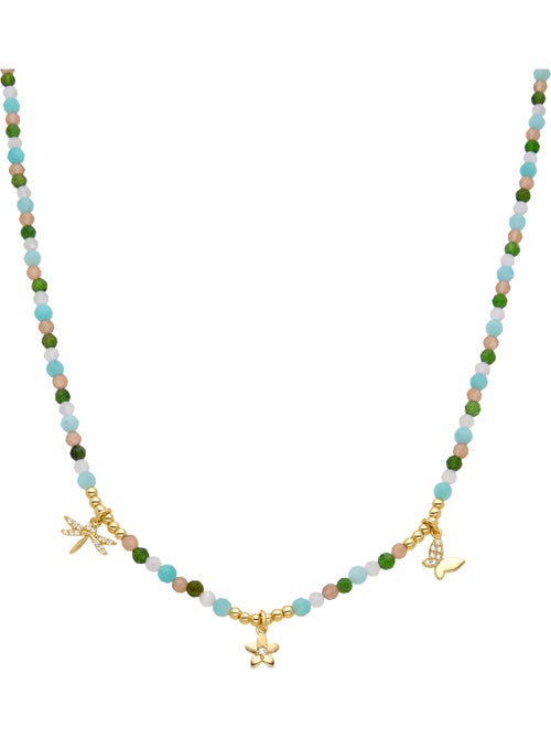 Collier Luxenter en argent 925 et cristal vert plaqué or jaune 18k - Lok - Kiabi