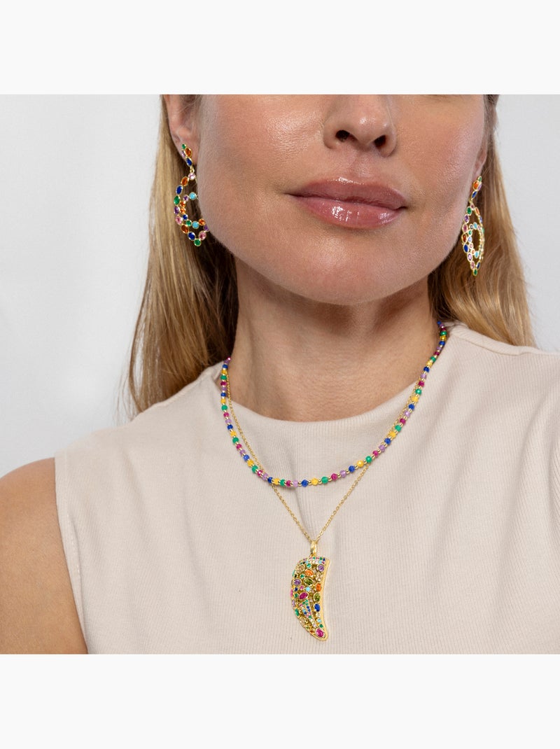 Collier Luxenter en argent 925 et cristaux multicolores finis et plaqué or 18k - Shedi Multicolore - Kiabi