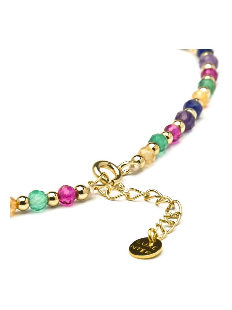 Collier Luxenter en argent 925 et cristaux multicolores finis et plaqué or 18k - Shedi Multicolore - Kiabi
