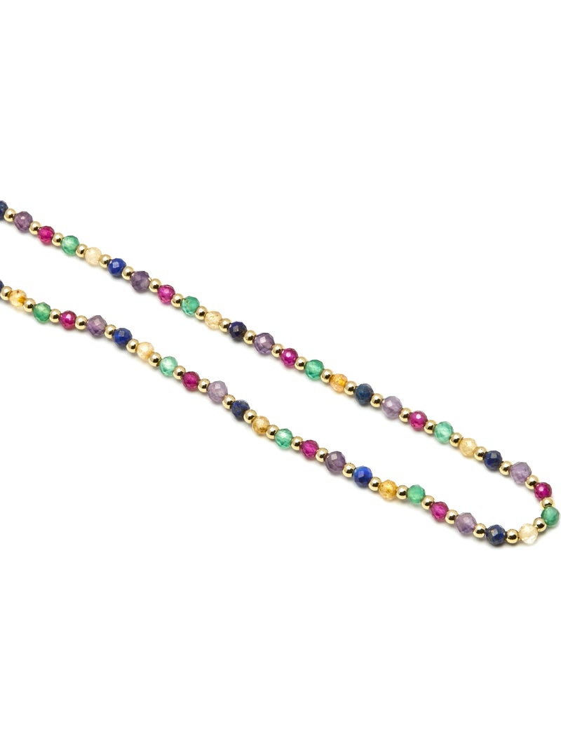 Collier Luxenter en argent 925 et cristaux multicolores finis et plaqué or 18k - Shedi Multicolore - Kiabi
