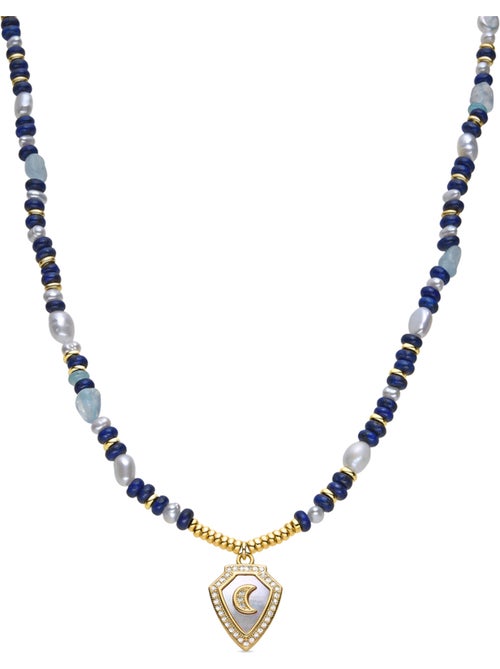 Collier Luxenter en argent 925 et lapis-lazuli naturel fini et plaqué or 18k - Menya - Kiabi Collier Luxenter en argent 925 et lapis-lazuli naturel fini et plaqué or 18k - Menya - Kiabi
