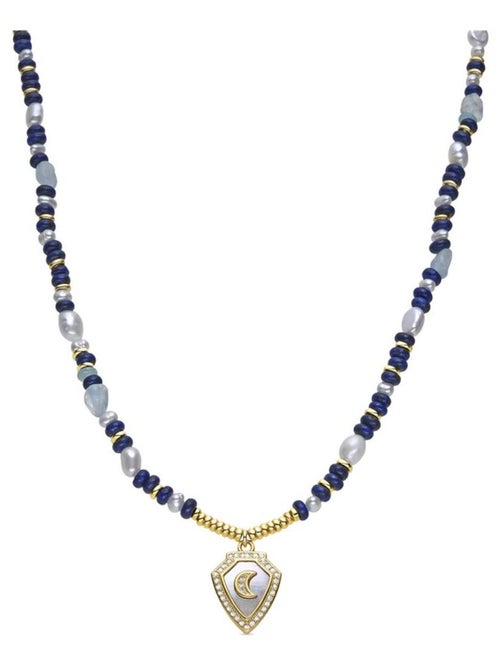 Collier Luxenter en argent 925 et lapis-lazuli naturel fini plaqué or jaune 18k - Menya - Kiabi