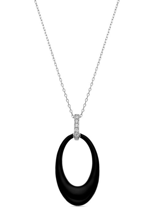 Collier Luxenter en argent 925 et laque noire rhodiée - Onves - Kiabi