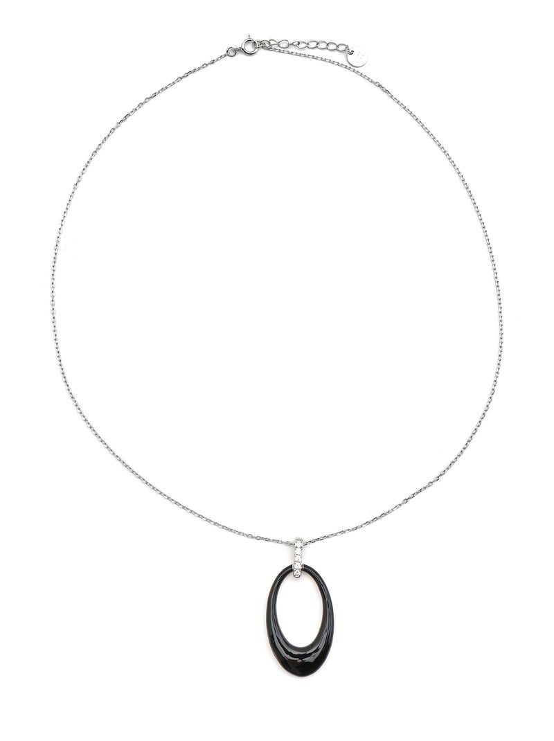 Collier Luxenter en argent 925 et laque noire rhodiée - Onves Noir - Kiabi