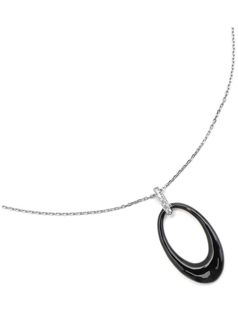 Collier Luxenter en argent 925 et laque noire rhodiée - Onves Noir - Kiabi