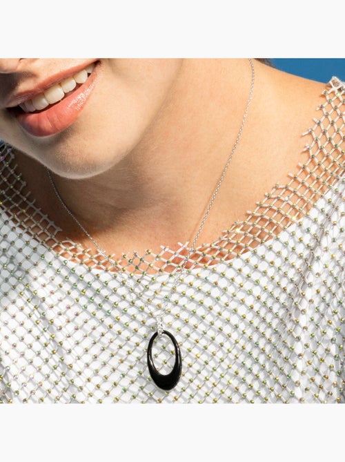 Collier Luxenter en argent 925 et laque noire rhodiée - Onves - Kiabi Collier Luxenter en argent 925 et laque noire rhodiée - Onves - Kiabi