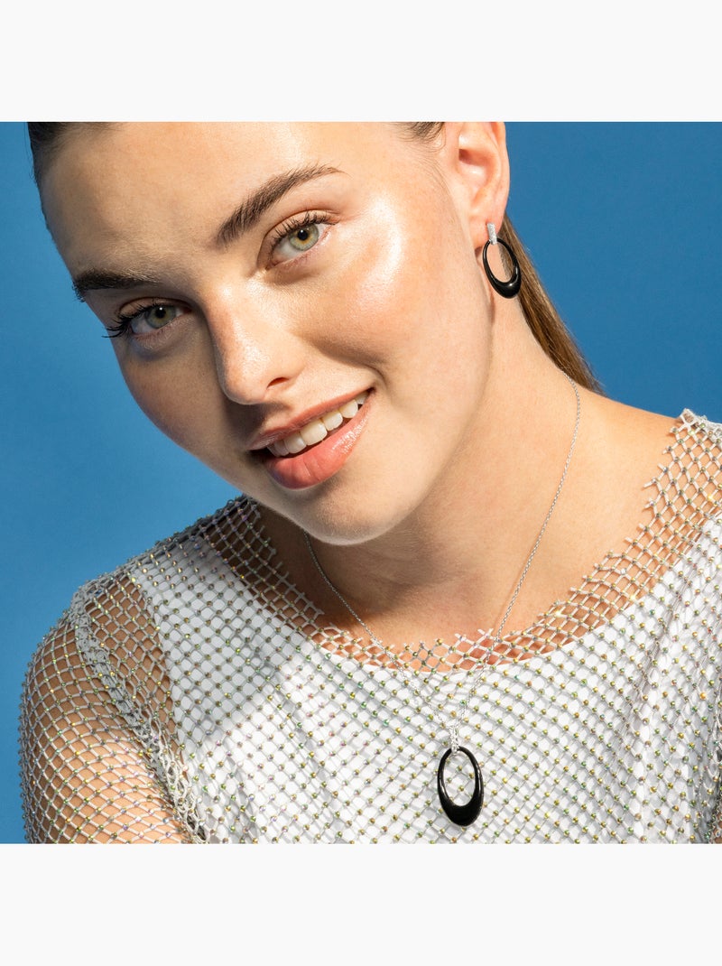 Collier Luxenter en argent 925 et laque noire rhodiée - Onves Noir Noir - Kiabi