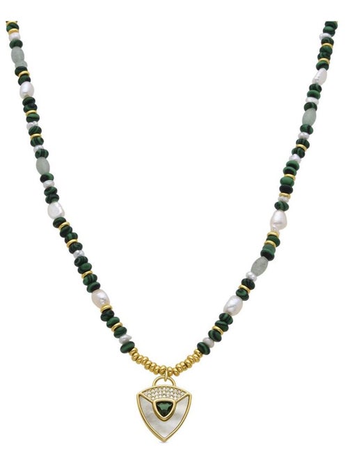 Collier Luxenter en argent 925 et malachite plaquée or jaune 18 carats - Haylma - Kiabi